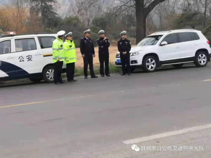 渭南公安局交警支队副支队长王平督导调研韩城市公安局交警大队新一轮恶劣天气交通管理应对工作(图)