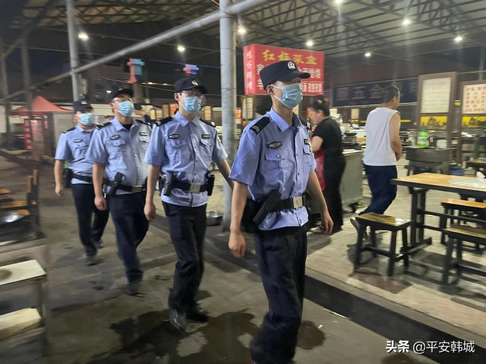 韩城市公安局全警行动 打响夏夜巡查宣防战（图）